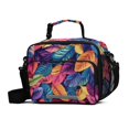 thumbnail image 1 of FORMRS Student Lunch Bag Insulated Reusable Cooler Box with Zipper Pockets, Colorful Art Leaves Pattern, 1 of 9