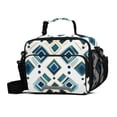 thumbnail image 1 of FORMRS Student Insulated Lunch Bag with Shoulder Strap Reusable Cooler Box for School, Green Geometric Pattern, 1 of 9