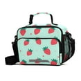thumbnail image 1 of FORMRS Student Lunch Bag Insulated Reusable Cooler Box with Zipper Pockets, Green Strawberry, 1 of 9