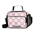 thumbnail image 1 of FORMRS Student Insulated Lunch Bag with Shoulder Strap Reusable Cooler Box for School, Pink Checkered Heart, 1 of 9
