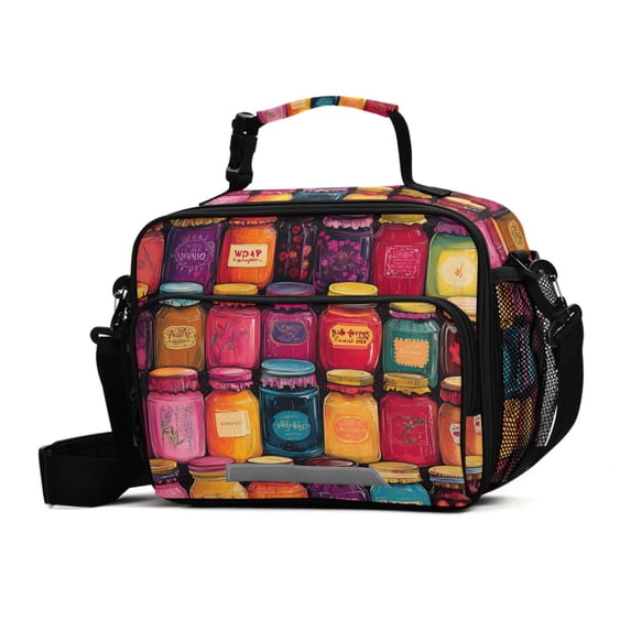 FORMRS Student Insulated Lunch Bag with Shoulder Strap Reusable Cooler Box for School, Purple Jar