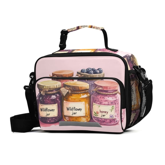 FORMRS Student Lunch Bag Insulated Reusable Cooler Box with Zipper Pockets, Watercolor Jam
