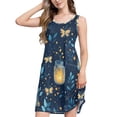 thumbnail image 1 of FORMRS Summer Dress for Women Loose U Neck Sleeveless Midi Beach Sundresses with Pockets, Blue Fireflies Pattern, 1 of 8