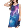 thumbnail image 1 of FORMRS Summer Dress for Women Loose U Neck Sleeveless Midi Beach Sundresses with Pockets, Galaxy Pattern, 1 of 8