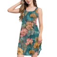 thumbnail image 1 of FORMRS Summer Dress for Women Loose U Neck Sleeveless Midi Beach Sundresses with Pockets, Pink Water Lilies Pattern, 1 of 8