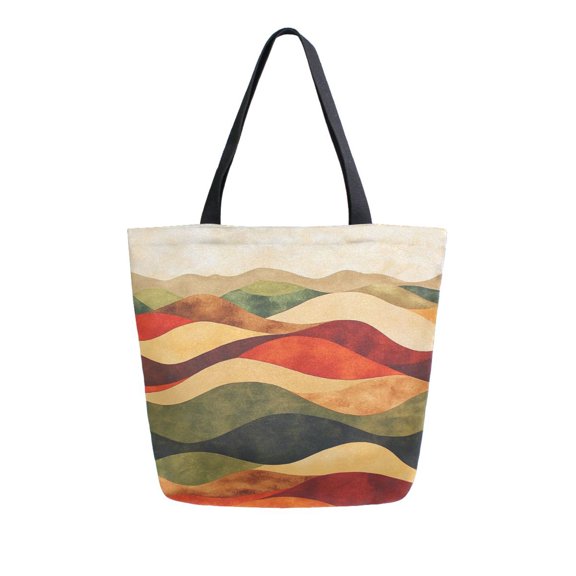 FORMRS Womens Canvas Tote Bag with Zipper Inner Pocket Shoulder Handbag, Abstract Desert Pattern