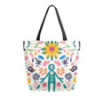 thumbnail image 1 of FORMRS Womens Canvas Tote Bag with Zipper Inner Pocket Shoulder Handbag, Abstract Floral, 1 of 7