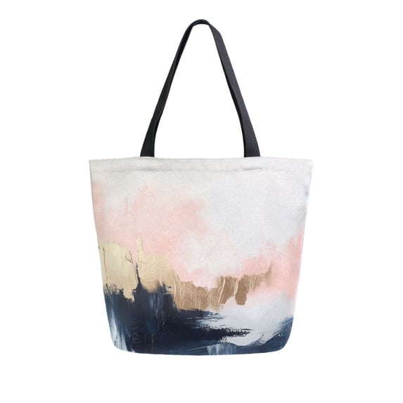 FORMRS Womens Canvas Tote Bag with Zipper Inner Pocket Shoulder Handbag, Abstract Landscape