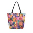 thumbnail image 1 of FORMRS Womens Canvas Tote Bag with Zipper Inner Pocket Shoulder Handbag, Art Buildings, 1 of 7