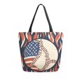 thumbnail image 1 of FORMRS Womens Canvas Tote Bag with Zipper Inner Pocket Shoulder Handbag, Baseball Pattern, 1 of 7
