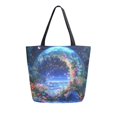 thumbnail image 1 of FORMRS Womens Canvas Tote Bag with Zipper Inner Pocket Shoulder Handbag, Beautiful Floral Moon, 1 of 7