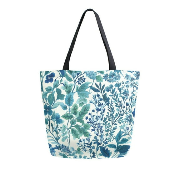 FORMRS Womens Canvas Tote Bag with Zipper Inner Pocket Shoulder Handbag, Beautiful Leaves Pattern