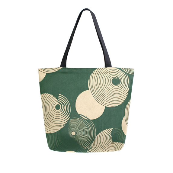 FORMRS Womens Canvas Tote Bag with Zipper Inner Pocket Shoulder Handbag, Beige Abstract