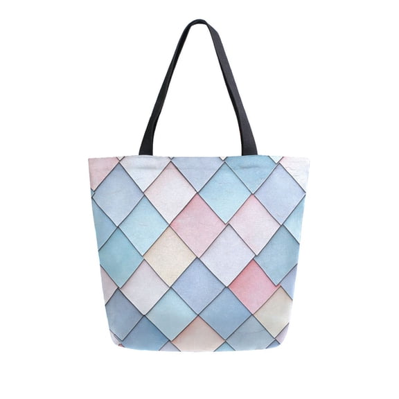 FORMRS Womens Canvas Tote Bag with Zipper Inner Pocket Shoulder Handbag, Beige Art Pattern