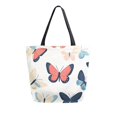 thumbnail image 1 of FORMRS Womens Canvas Tote Bag with Zipper Inner Pocket Shoulder Handbag, Beige Butterflies, 1 of 7