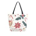 thumbnail image 1 of FORMRS Womens Canvas Tote Bag with Zipper Inner Pocket Shoulder Handbag, Beige Christmas Candy Canes, 1 of 7