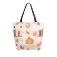 thumbnail image 1 of FORMRS Womens Canvas Tote Bag with Zipper Inner Pocket Shoulder Handbag, Beige Fall Acorns Pattern, 1 of 7