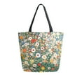 thumbnail image 1 of FORMRS Womens Canvas Tote Bag with Zipper Inner Pocket Shoulder Handbag, Beige Floral Garden, 1 of 7