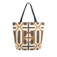 thumbnail image 1 of FORMRS Womens Canvas Tote Bag with Zipper Inner Pocket Shoulder Handbag, Beige Geometric, 1 of 7