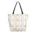 thumbnail image 1 of FORMRS Womens Canvas Tote Bag with Zipper Inner Pocket Shoulder Handbag, Beige Nautical Pattern, 1 of 7