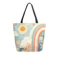 thumbnail image 1 of FORMRS Womens Canvas Tote Bag with Zipper Inner Pocket Shoulder Handbag, Beige Rainbow Clouds, 1 of 7