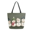 thumbnail image 1 of FORMRS Womens Canvas Tote Bag with Zipper Inner Pocket Shoulder Handbag, Beige Snowmen, 1 of 7
