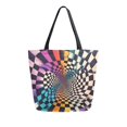 thumbnail image 1 of FORMRS Womens Canvas Tote Bag with Zipper Inner Pocket Shoulder Handbag, Beige Wavy Plaid, 1 of 7