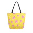 thumbnail image 1 of FORMRS Womens Canvas Tote Bag with Zipper Inner Pocket Shoulder Handbag, Big Pink Stars Pattern, 1 of 7