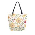 thumbnail image 1 of FORMRS Womens Canvas Tote Bag with Zipper Inner Pocket Shoulder Handbag, Birds Tea Time, 1 of 7