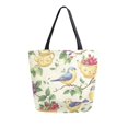 thumbnail image 1 of FORMRS Womens Canvas Tote Bag with Zipper Inner Pocket Shoulder Handbag, Birds with Strawberries, 1 of 7