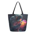 thumbnail image 1 of FORMRS Womens Canvas Tote Bag with Zipper Inner Pocket Shoulder Handbag, Black Astronaut, 1 of 7