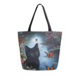 thumbnail image 1 of FORMRS Womens Canvas Tote Bag with Zipper Inner Pocket Shoulder Handbag, Black Cats, 1 of 7