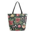 thumbnail image 1 of FORMRS Womens Canvas Tote Bag with Zipper Inner Pocket Shoulder Handbag, Black Christmas Holly, 1 of 7