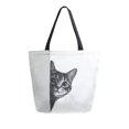 thumbnail image 1 of FORMRS Womens Canvas Tote Bag with Zipper Inner Pocket Shoulder Handbag, Black Cute Cat, 1 of 7