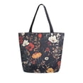 thumbnail image 1 of FORMRS Womens Canvas Tote Bag with Zipper Inner Pocket Shoulder Handbag, Black Floral Pattern, 1 of 7