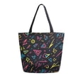 thumbnail image 1 of FORMRS Womens Canvas Tote Bag with Zipper Inner Pocket Shoulder Handbag, Black Neon Lightning, 1 of 7