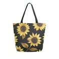 thumbnail image 1 of FORMRS Womens Canvas Tote Bag with Zipper Inner Pocket Shoulder Handbag, Black Sunflower Pattern, 1 of 7