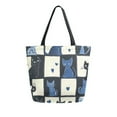 thumbnail image 1 of FORMRS Womens Canvas Tote Bag with Zipper Inner Pocket Shoulder Handbag, Black and Blue Cat, 1 of 7