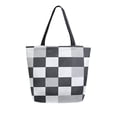 thumbnail image 1 of FORMRS Womens Canvas Tote Bag with Zipper Inner Pocket Shoulder Handbag, Black and Gray Plaid Pattern, 1 of 7