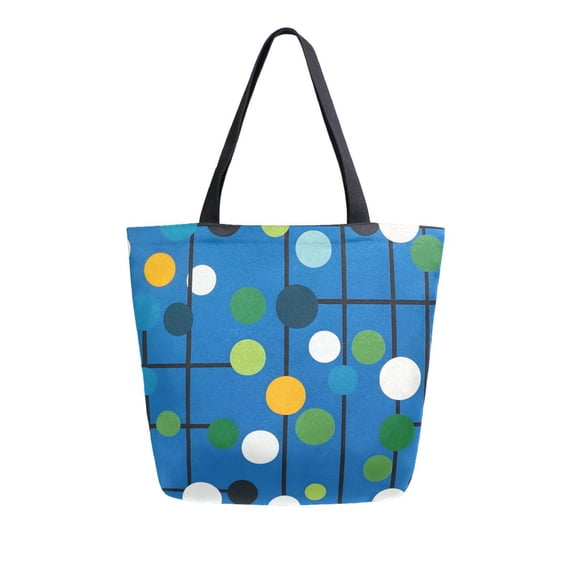 FORMRS Womens Canvas Tote Bag with Zipper Inner Pocket Shoulder Handbag, Blue Abstract