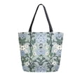 thumbnail image 1 of FORMRS Womens Canvas Tote Bag with Zipper Inner Pocket Shoulder Handbag, Blue Blossom, 1 of 7