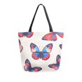 thumbnail image 1 of FORMRS Womens Canvas Tote Bag with Zipper Inner Pocket Shoulder Handbag, Blue Butterflies, 1 of 7