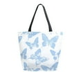 thumbnail image 1 of FORMRS Womens Canvas Tote Bag with Zipper Inner Pocket Shoulder Handbag, Blue Butterfly, 1 of 7