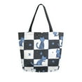 thumbnail image 1 of FORMRS Womens Canvas Tote Bag with Zipper Inner Pocket Shoulder Handbag, Blue Cat Stars, 1 of 7