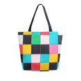 thumbnail image 1 of FORMRS Womens Canvas Tote Bag with Zipper Inner Pocket Shoulder Handbag, Blue Checkered Pattern, 1 of 7