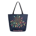 thumbnail image 1 of FORMRS Womens Canvas Tote Bag with Zipper Inner Pocket Shoulder Handbag, Blue Christmas Light, 1 of 7