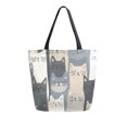 thumbnail image 1 of FORMRS Womens Canvas Tote Bag with Zipper Inner Pocket Shoulder Handbag, Blue Cute Cats, 1 of 7
