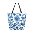 thumbnail image 1 of FORMRS Womens Canvas Tote Bag with Zipper Inner Pocket Shoulder Handbag, Blue Floral Pattern, 1 of 7