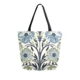 thumbnail image 1 of FORMRS Womens Canvas Tote Bag with Zipper Inner Pocket Shoulder Handbag, Blue Floral Pattern, 1 of 7