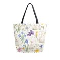 thumbnail image 1 of FORMRS Womens Canvas Tote Bag with Zipper Inner Pocket Shoulder Handbag, Blue Floral Rabbit, 1 of 7